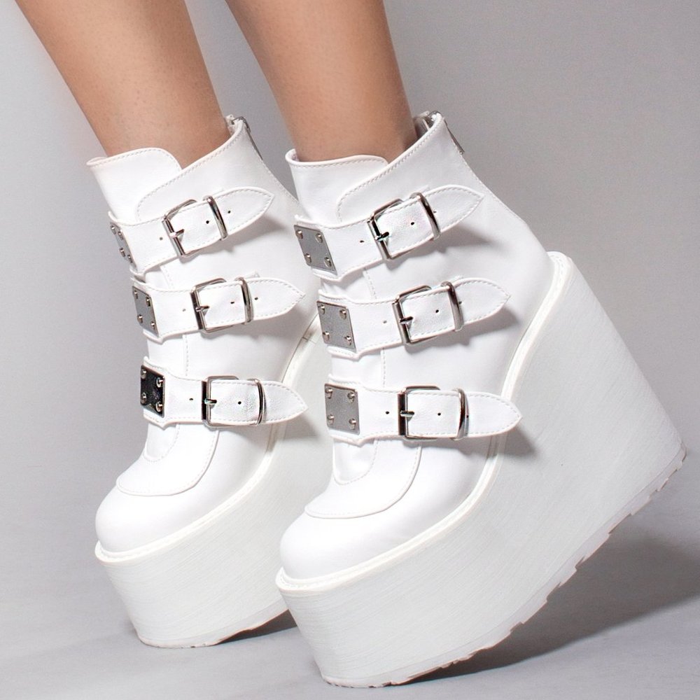 Dolls Kill White Platform Boots , Demonia